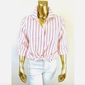 *NWT CLOSING SALE - CHICO'S $99 SIZE-1 NO-IRON 99% LINEN METALLIC SHIRT (M-8)